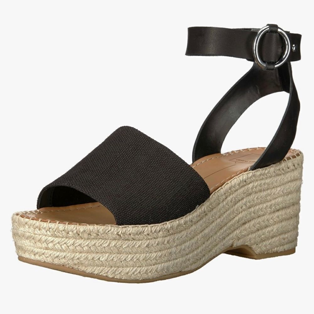 Women’s Dolce Vita womens Lesly Wedges In Black Linen Size 8